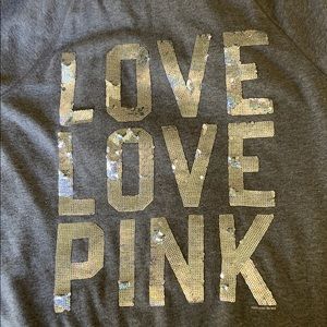 PINK by VS grey zip up hoodie with sequins!
